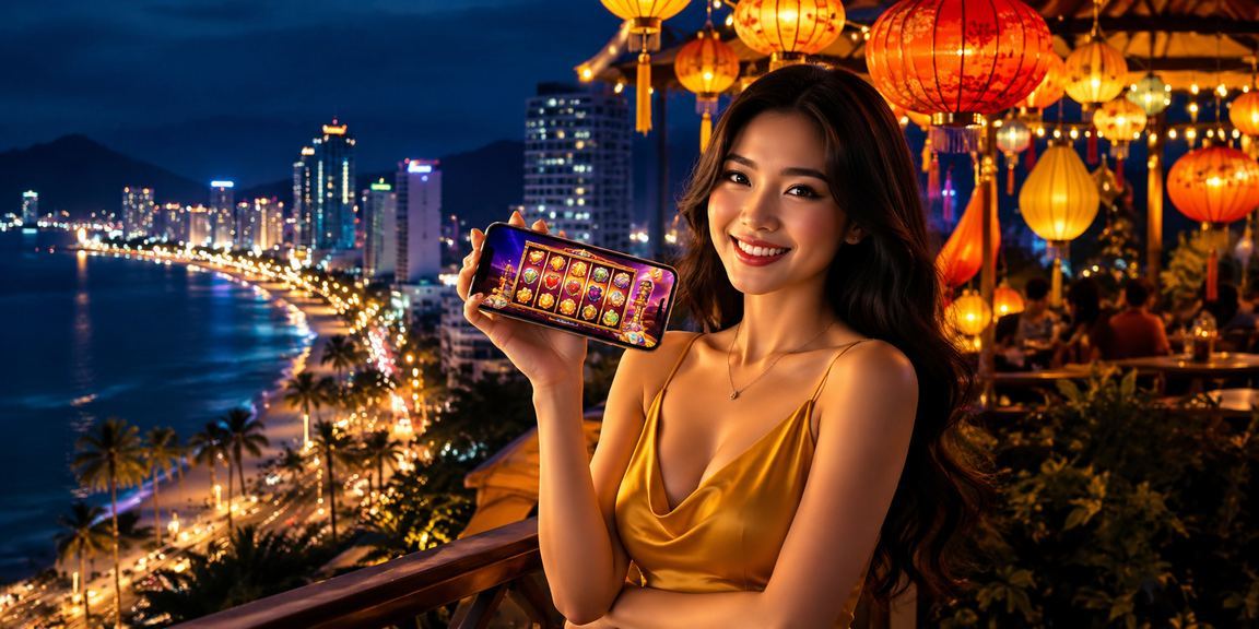 Người chơi trải nghiệm Slot game tại Hội An với xatn dưới ánh đèn lồng